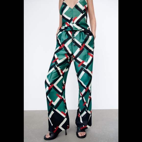 ZARA 2 Piece Geometric Print Pants M and Shirt S - Picture 3 of 5
